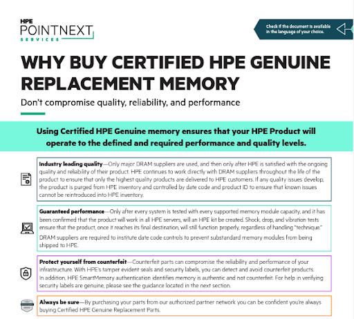 Infographic Why Buy Certified Hpe Genuine Replacement Memory